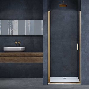 Изображение товара Душевая дверь Vincea Alpha 90 см, стекло прозрачное, профиль золото брашированное, VDP-3AL900CLG