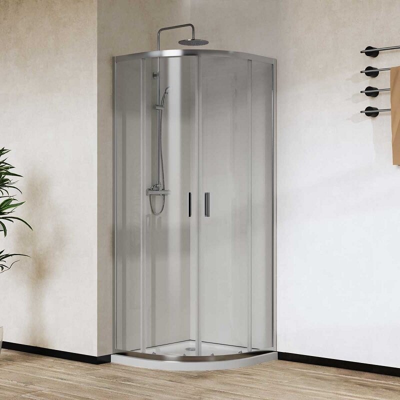 Изображение товара Душевой уголок Vincea City 90x90 см прозрачное стекло раздвижные двери хром профиль Italy