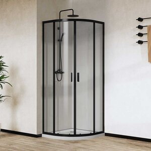 Изображение товара Душевой уголок Vincea City, 90 x 90 см, стекло прозрачное, профиль черный, VSQ-5CT900CLB