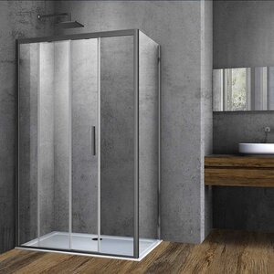 Изображение товара Душевой уголок Vincea Soft, 110 x 90 см, стекло прозрачное, профиль воронёная сталь, gunmetal, VSR-3SO9011CLGM