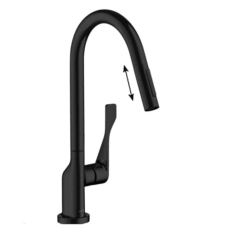 Изображение товара Смеситель для кухонной мойки Axor Citterio вытяжной черный матовый модель 39832670