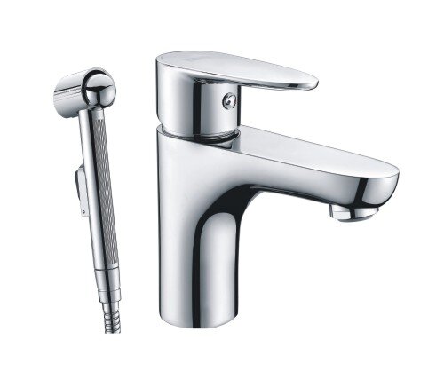 Изображение товара Современный смеситель WasserKRAFT LEINE 3508 для раковины с гигиеническим душем, хром