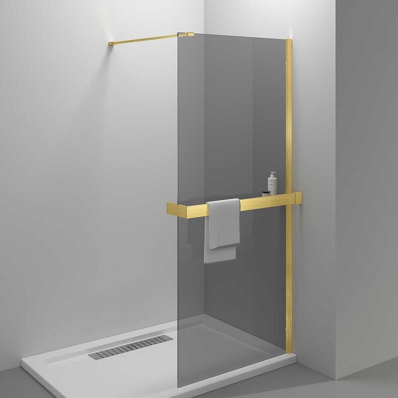 Изображение товара Душевая стенка Vincea Walk In 80 см стекло тонированное профиль золото брашированное