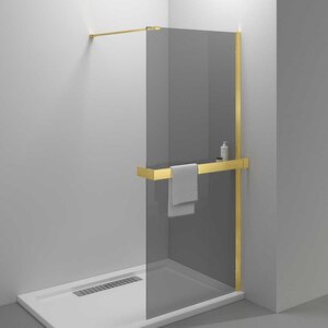 Изображение товара Душевая стенка со свободным входом Vincea Walk In 90 см, стекло тонированное, профиль золото брашированное, VSW-4HR900CGG