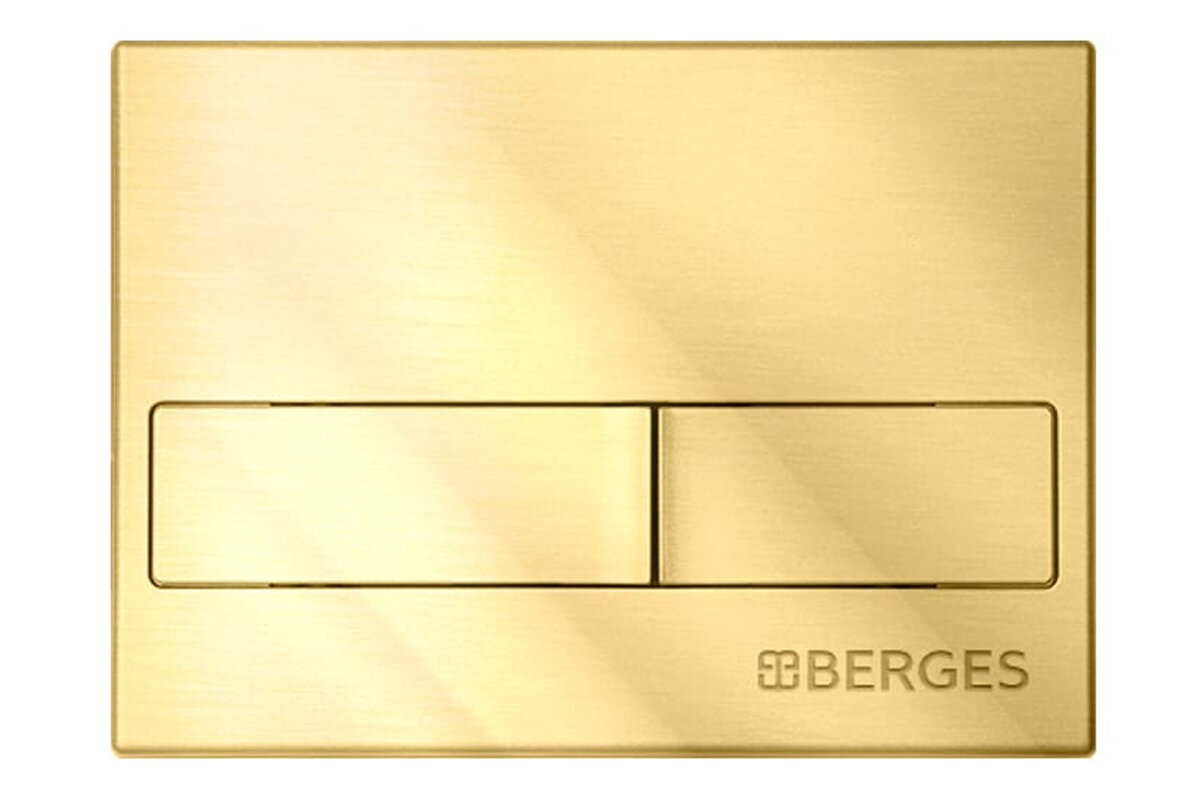 Изображение товара Клавиша смыва Berges Novum 040019, механическая, L9 золото глянцевое (выставочный образец)(уценка: без рамки и толкателей)