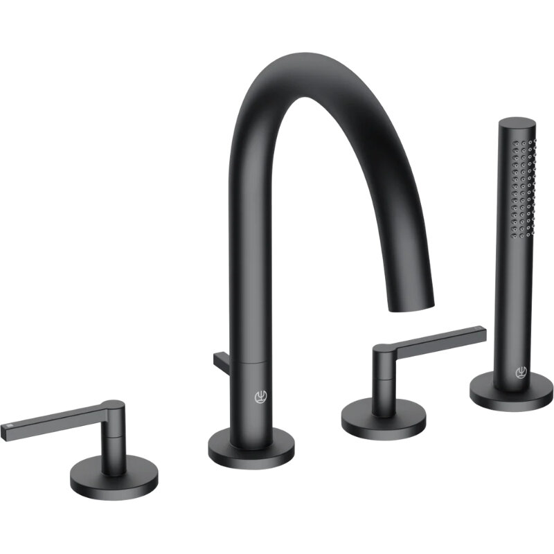 Изображение товара Смеситель Kludi Nova Fonte Puristic 204253915 для ванны и душа, с душевой лейкой, цвет черный матовый