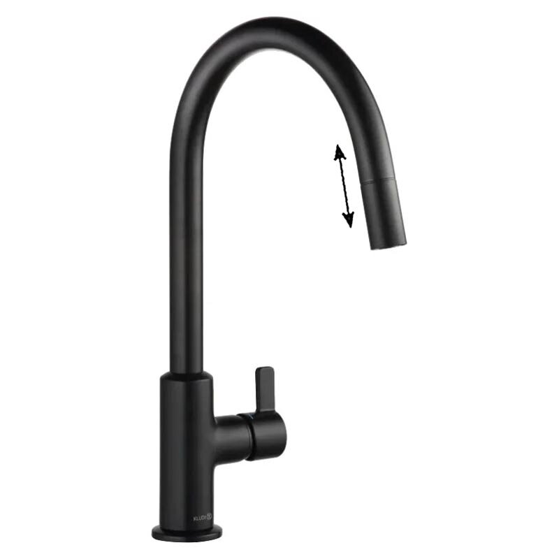 Изображение товара Кухонный смеситель Kludi Bingo Star XS с выдвижным изливом черный матовый Германия
