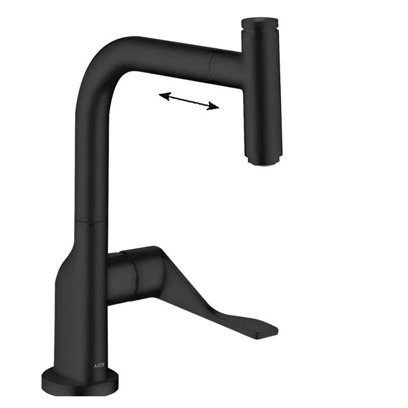 Изображение товара Смеситель Axor Citterio 39861670 с вытяжным изливом, черный матовый