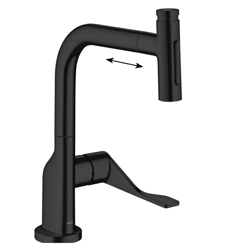 Изображение товара Смеситель для кухонной мойки Axor Citterio с вытяжным изливом черный матовый