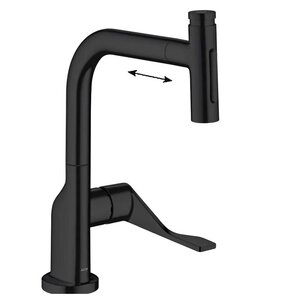 Изображение товара Смеситель для кухонной мойки Axor Citterio с вытяжным изливом черный матовый