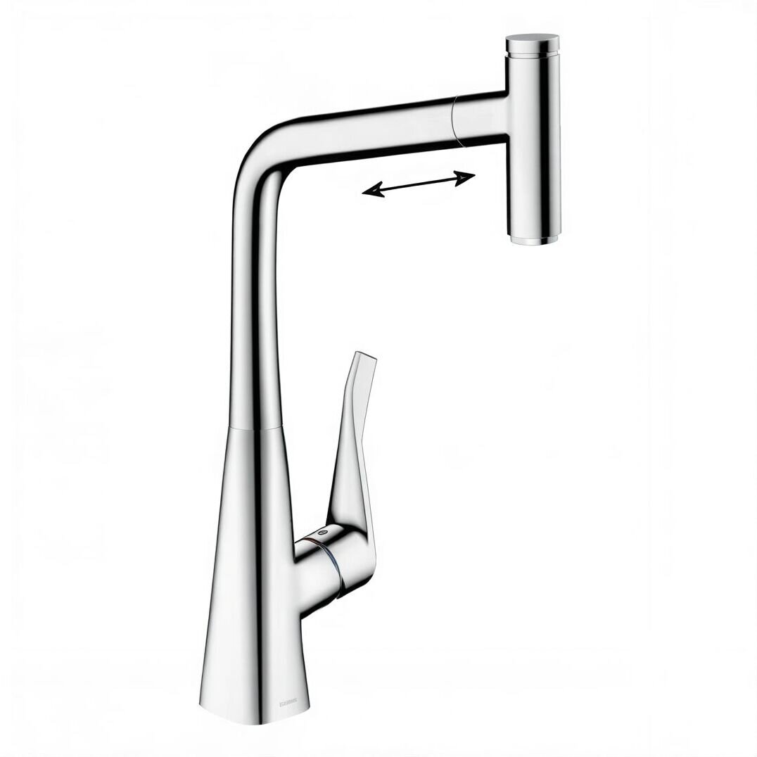 Изображение товара Смеситель для кухонной мойки Hansgrohe Select, 14786000, с вытяжным изливом, хром Изображение товара Смеситель для кухонной мойки Hansgrohe Select, 14786000, с вытяжным изливом, хром