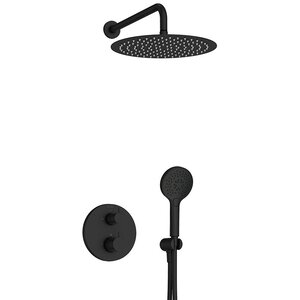 Изображение товара Душевая система Jacob Delafon Metro, термостатическая, верхний душ 30 см, черный матовый, E38680-BL