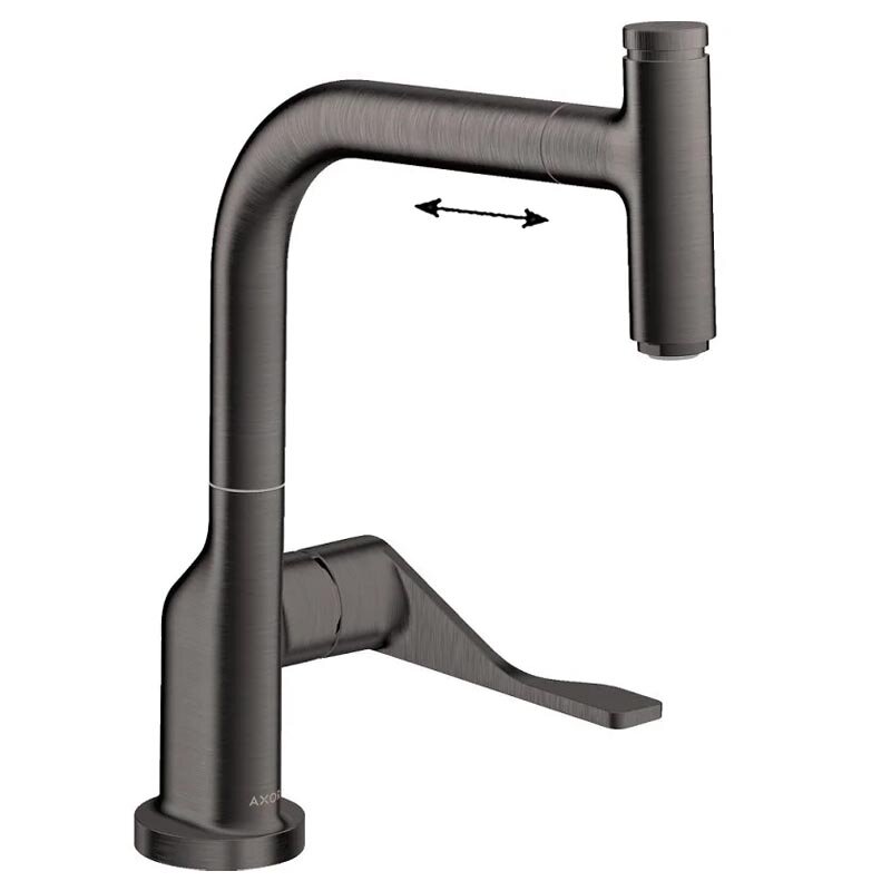 Изображение товара Смеситель для кухонной мойки Axor Citterio, 39864340, с вытяжным изливом, шлифованный черный хром