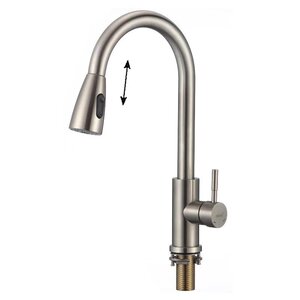 Изображение товара Смеситель для кухонной мойки Savol, с вытяжным изливом, цвет сатин, S-002806L