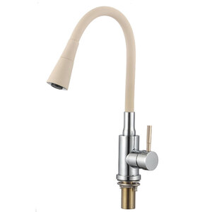 Изображение товара Смеситель для кухонной мойки Savol, с гибким изливом, цвет бежевый/хром, S-3002AM12