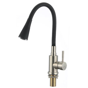 Изображение товара Смеситель для кухонной мойки Savol, с гибким изливом, цвет черный/сатин, S-3002LM01