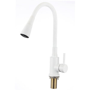 Изображение товара Смеситель для кухонной мойки Savol, с гибким изливом, цвет белый, S-3002WM