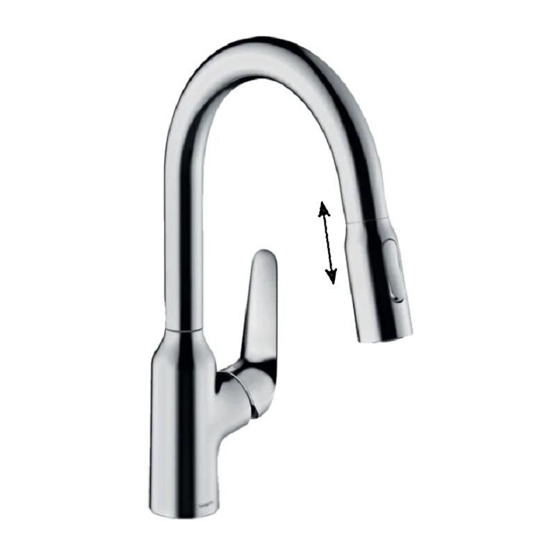 Изображение товара Смеситель для кухонной мойки Hansgrohe Focus, 71801000, с вытяжным изливом, хром