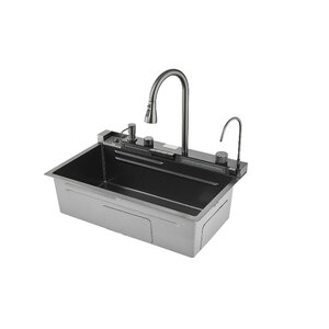 Изображение товара Кухонная мойка Savol со смесителем 75 см графитовая модель S-SC001Q