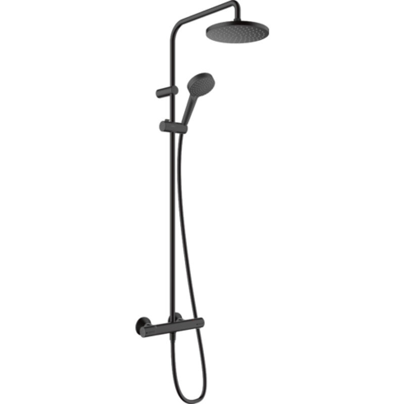 Изображение товара Душевая система Hansgrohe Vernis Blend Showerpipe 200 1jet EcoSmart, термостатическая, черная матовая, 26089670 Изображение товара Душевая система Hansgrohe Vernis Blend Showerpipe 200 1jet EcoSmart, термостатическая, черная матовая, 26089670