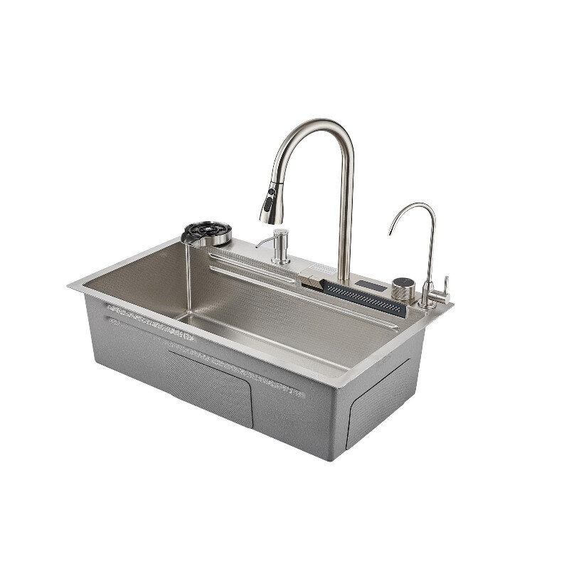 Изображение товара Кухонная мойка Savol, со смесителем, 75 см, цвет сатин, S-SC002L