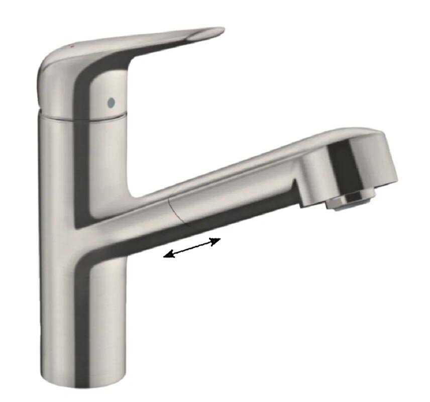 Изображение товара Смеситель для кухонной мойки Hansgrohe Focus, 71814800, с вытяжным изливом, цвет нержавеющая сталь Изображение товара Смеситель для кухонной мойки Hansgrohe Focus, 71814800, с вытяжным изливом, цвет нержавеющая сталь