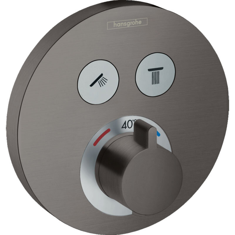 Изображение товара Смеситель для душа Hansgrohe ShowerSelect S, 15743340, термостатический, хром черный шлифованный Изображение товара Смеситель для душа Hansgrohe ShowerSelect S, 15743340, термостатический, хром черный шлифованный