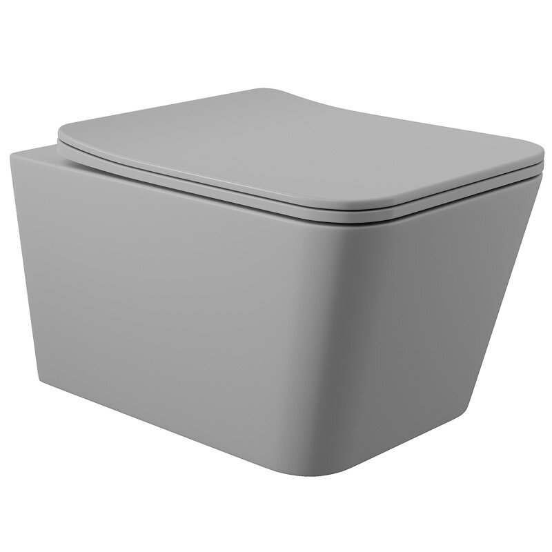 Изображение товара Подвесной унитаз безободковый Aqueduto Macio с сиденьем микролифт, серый матовый