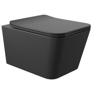 Изображение товара Подвесной безободковый унитаз Aqueduto Macio, с сиденьем микролифт, цвет черный матовый, MAC0140