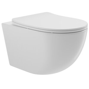 Изображение товара Подвесной безободковый унитаз Aqueduto Ovo с сиденьем микролифт белый OVO0110