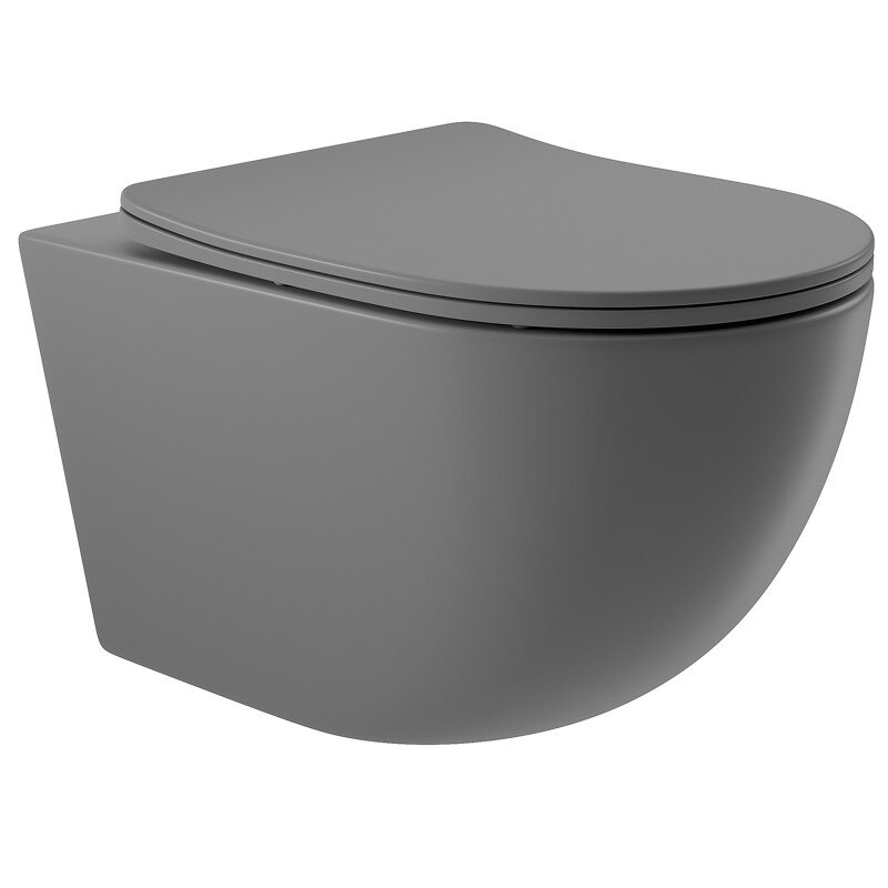 Изображение товара Подвесной безободковый унитаз Aqueduto Ovo с микролифтом, серый матовый
