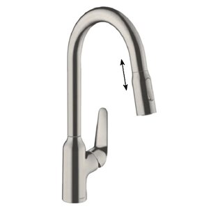 Изображение товара Смеситель для кухонной мойки Hansgrohe Focus, 71820800, с вытяжным изливом, цвет нержавеющая сталь