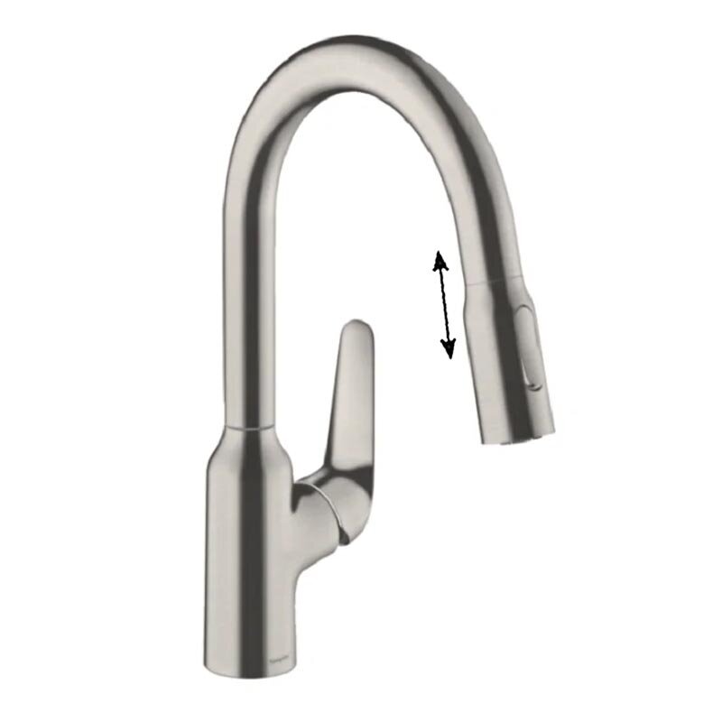 Изображение товара Смеситель для кухонной мойки Hansgrohe Focus 71821800 с вытяжным изливом нержавеющая сталь