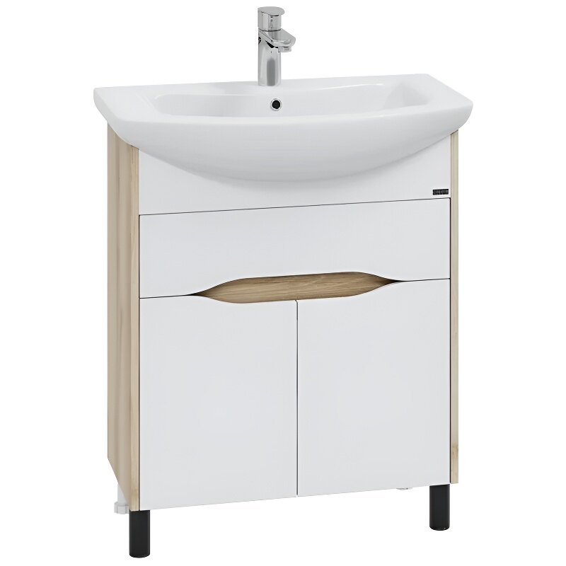 Изображение товара Тумба под раковину СаНта Сатурн 700370 70 см напольная белая с дубом