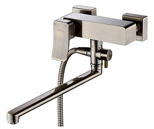 Изображение товара Смеситель WasserKRAFT Exter 1602L для ванны с длинным поворотным изливом 350 мм, светлая бронза