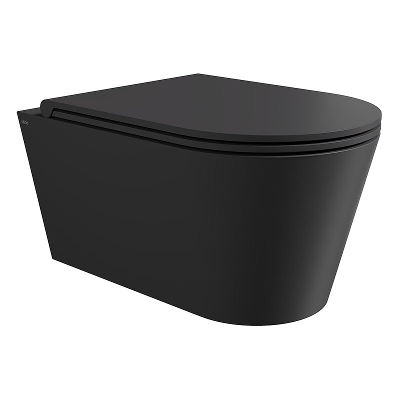 Изображение товара Подвесной безободковый унитаз Alice Hide Round черный матовый 37x57x42 см