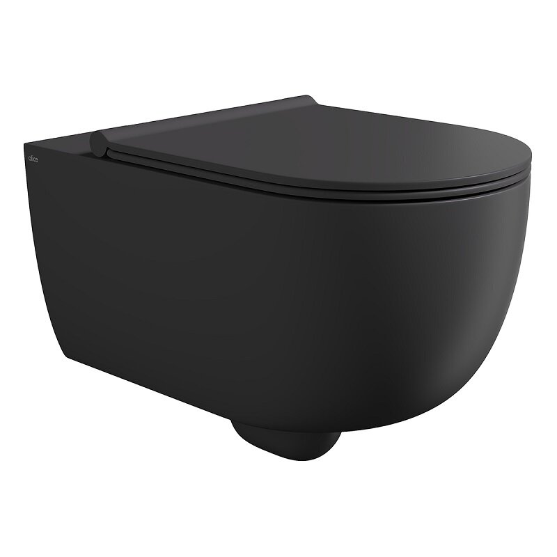 Изображение товара Унитаз подвесной Alice Unica 32240108SET, безободковый, сиденье микролифт, черный матовый