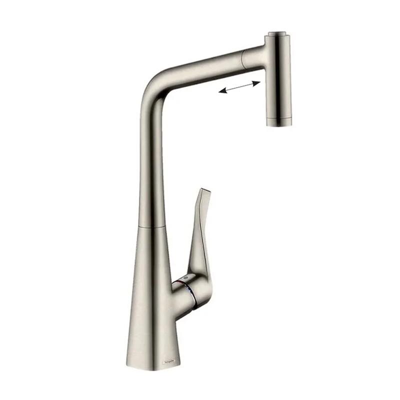 Изображение товара Смеситель Hansgrohe Metris 73801800 для кухни с вытяжным изливом нержавеющая сталь