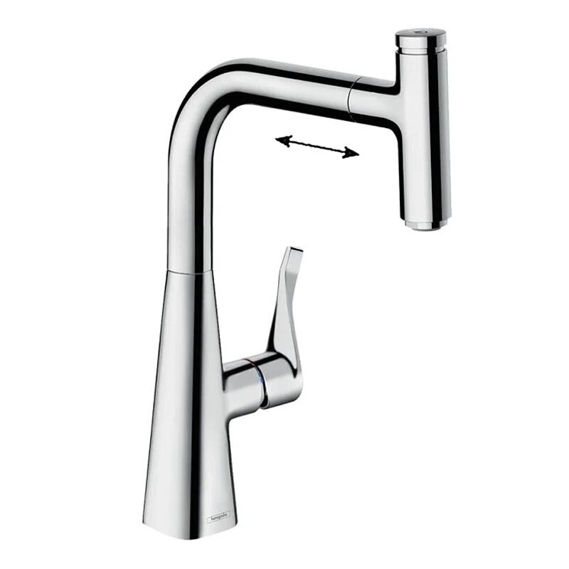 Изображение товара Кухонный смеситель Hansgrohe Metris Select с вытяжным изливом, хром