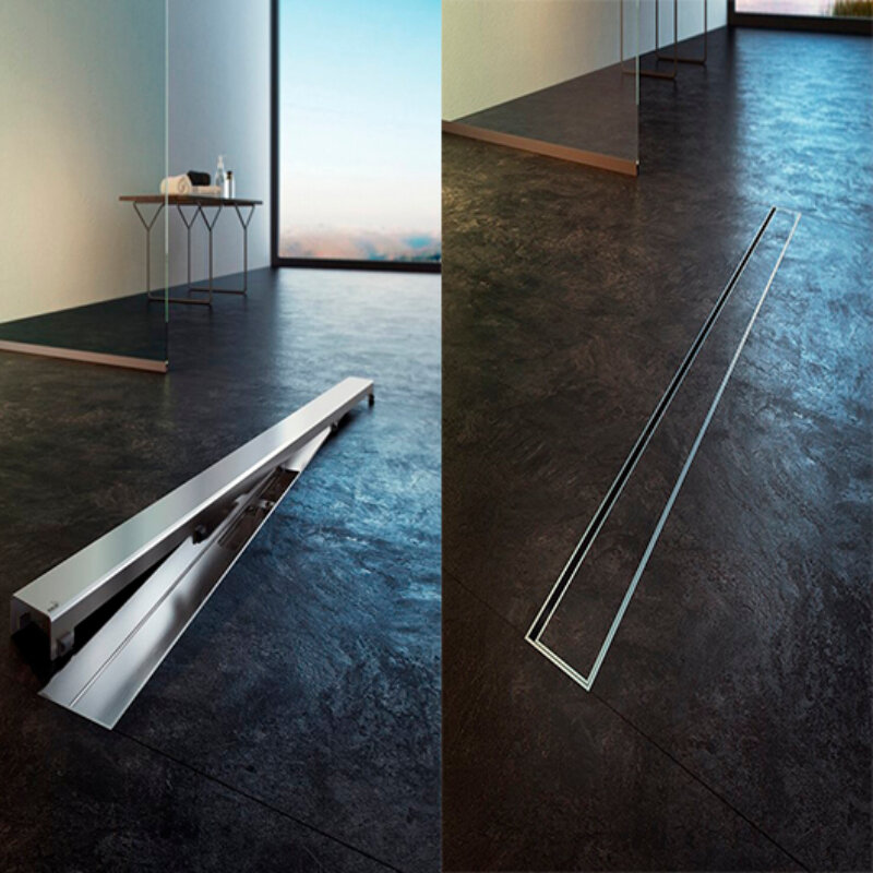 Изображение товара Дренажный канал Alcaplast APZ13-DOUBLE9 85 см нержавеющая сталь с решеткой под плитку