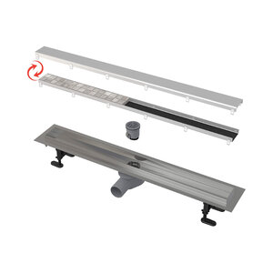 Изображение товара Дренажный канал Alcaplast APZ13-DOUBLE9 AG071401950, 95 см, с двухсторонней решеткой, цвет нержавеющая сталь