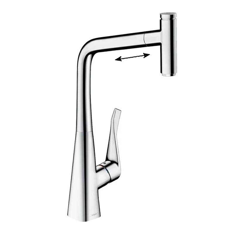Изображение товара Смеситель для кухонной мойки Hansgrohe Metris Select 73803000 с вытяжным изливом хром