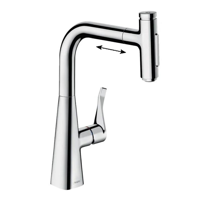Изображение товара Смеситель Hansgrohe Metris Select 73817000 с вытяжным изливом, хром
