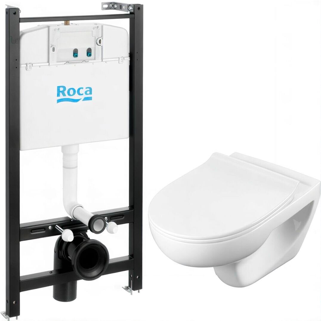 Изображение товара Инсталляция Roca Victoria Pack Rimless 893105010 с унитазом, сиденье микролифт, без клавиши смыва