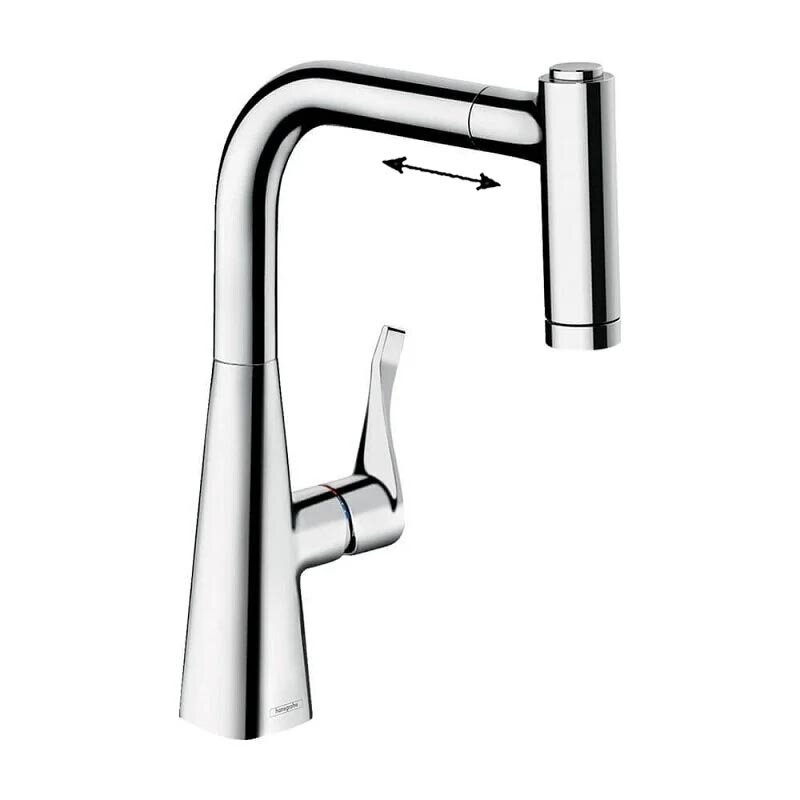 Изображение товара Смеситель для кухонной мойки Hansgrohe Metris 73823000 с вытяжным изливом хром