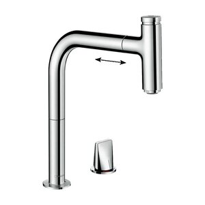 Изображение товара Смеситель для кухонной мойки Hansgrohe Metris Select, 73825000, с вытяжным изливом, цвет хром