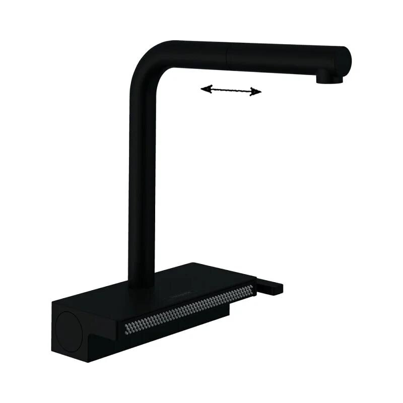 Изображение товара Смеситель для кухонной мойки Hansgrohe Aquno Select, 73836670, с вытяжным изливом, черный матовый