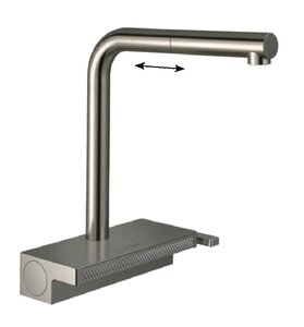 Изображение товара Смеситель для кухонной мойки Hansgrohe Aquno Select, 73836800,  с вытяжным изливом, тёмный графит