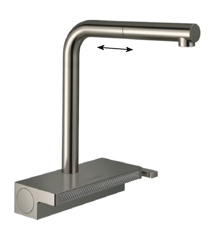 Изображение товара Смеситель для кухонной мойки Hansgrohe Aquno Select, 73836800, с вытяжным изливом, тёмный графит Изображение товара Смеситель для кухонной мойки Hansgrohe Aquno Select, 73836800, с вытяжным изливом, тёмный графит