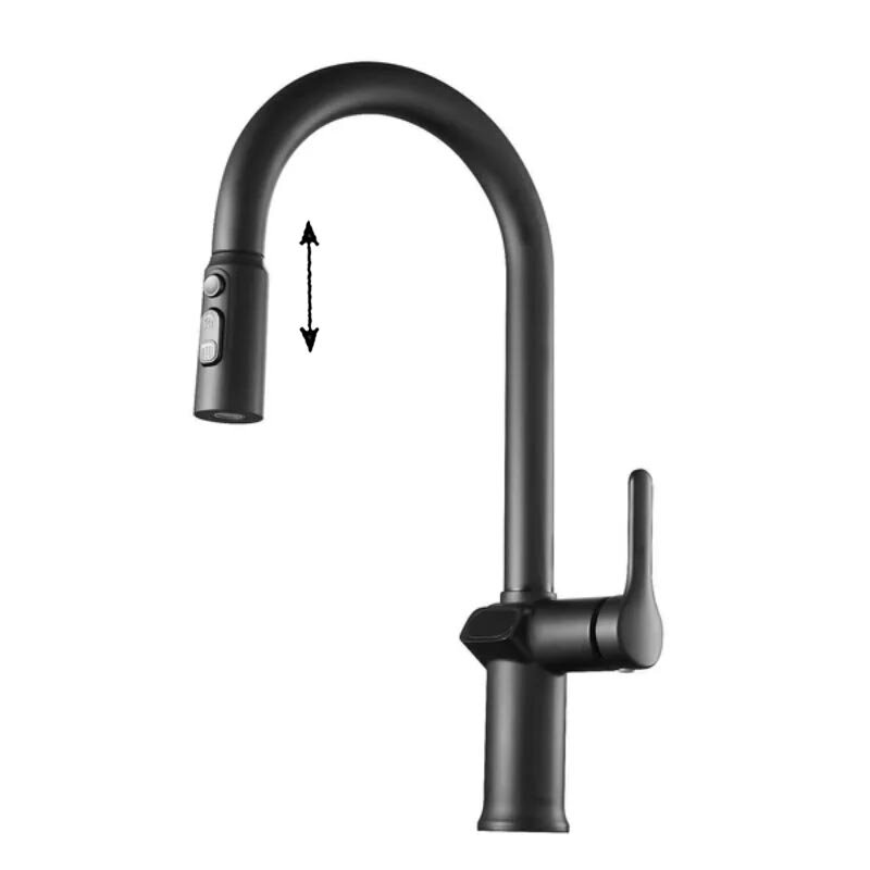 Изображение товара Смеситель Esko K15B LED для кухни, с выдвижным изливом и дисплеем, цвет черный